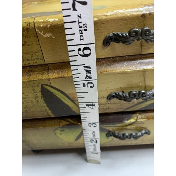 Decoupaged w/butterflies Wood Box with Drawer 10 1/2” x 7 1/4” x 6 1/2”Lined - Picture 5 of 12